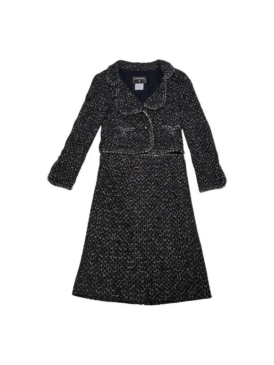 Chanel Jackets & Blazers - Chanel Set Suit Jacket Skirt Size 36 Black Nylon Silk Mohair